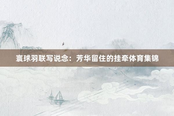 寰球羽联写说念：芳华留住的挂牵体育集锦