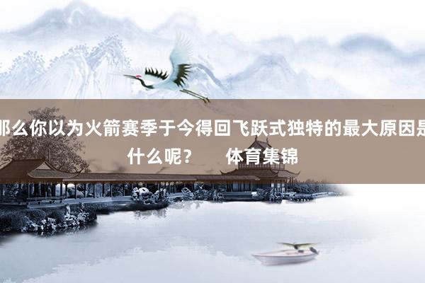 那么你以为火箭赛季于今得回飞跃式独特的最大原因是什么呢？     体育集锦